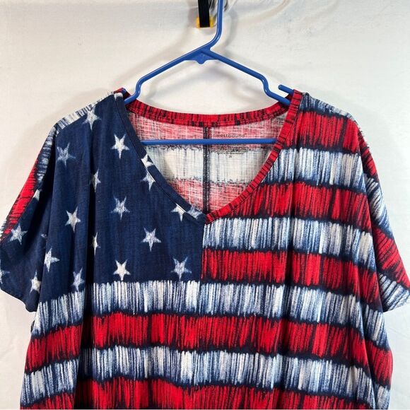 Westbound Womens Patriotic Amercan Flag T-shirt 0623 - Picture 2 of 7